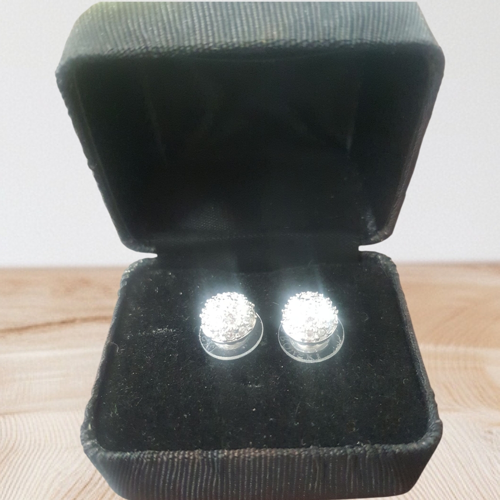 Elegant Silver Crystal Cufflinks